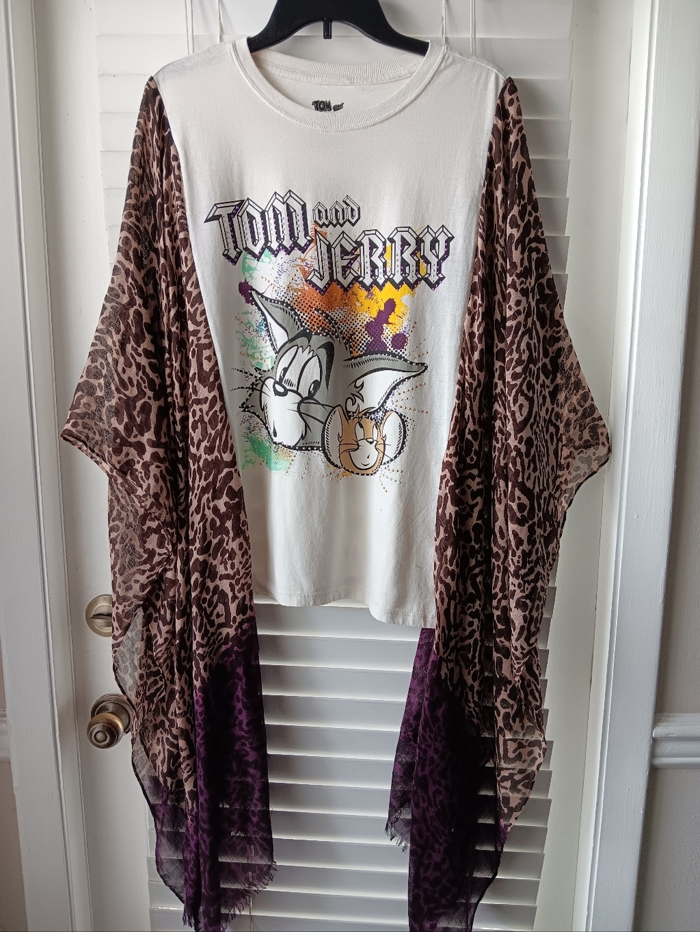 2 For $65 Upcycled Tom and Jerry Graphic Tshirt Poncho
